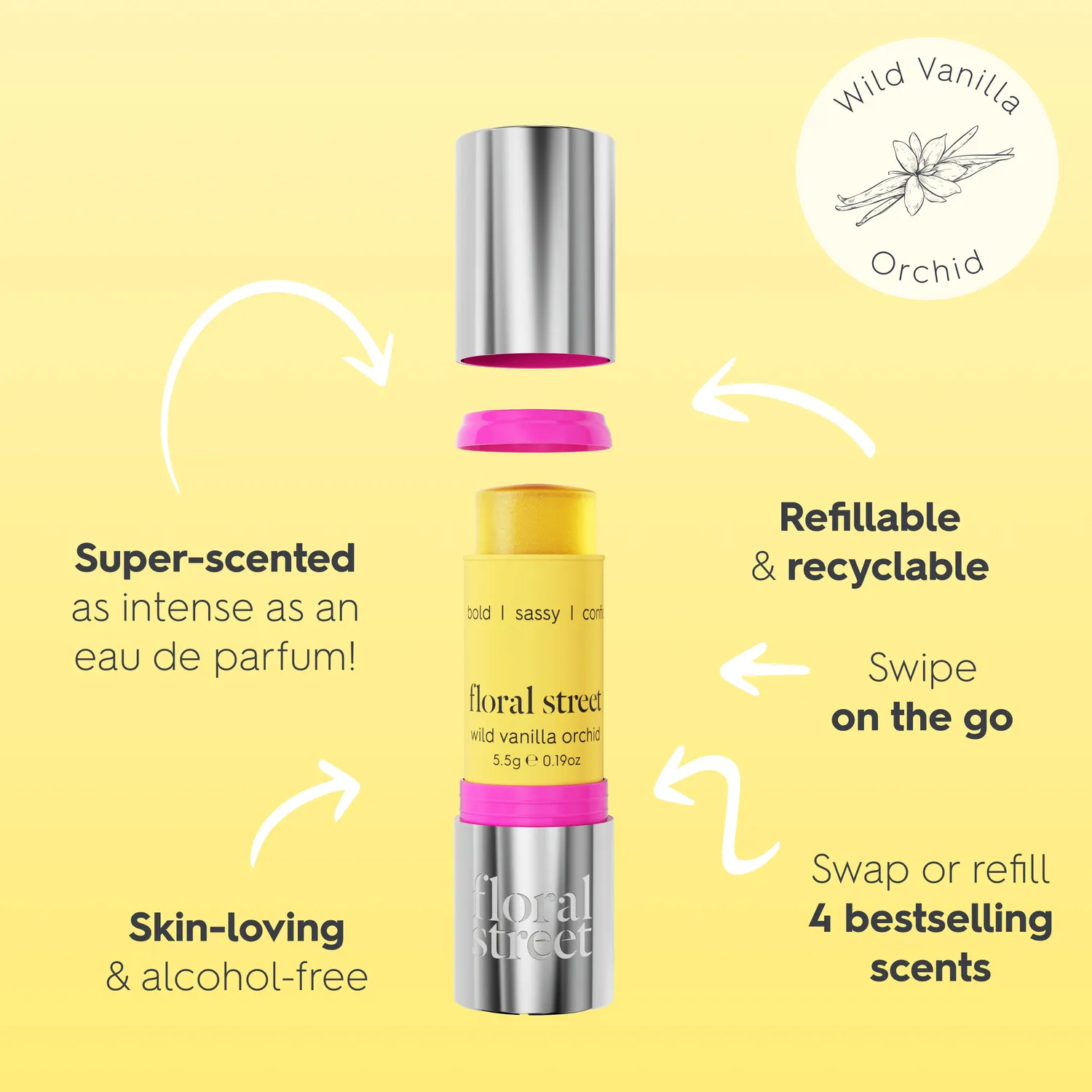 Floral Street Wild Vanilla Orchid solid parfume stick vanilje